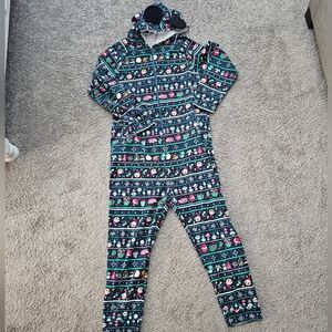 Disney Festive Hooded Onesie - Blue and Pink